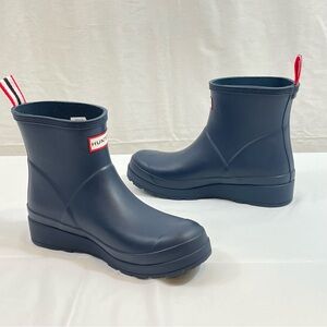Hunter Original Play Short Navy Natural Rubber Rain Booties Women’s 7